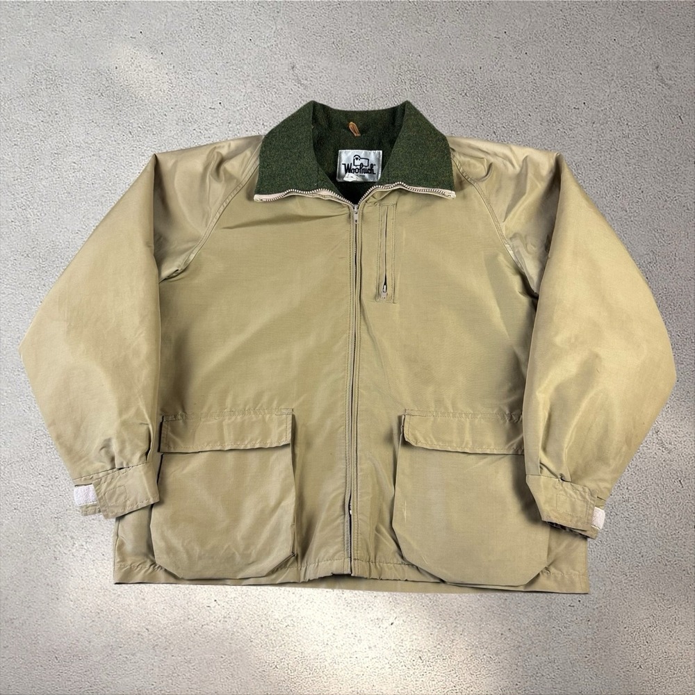 Vintage Woolrich Wool Flannel Lined Nylon Bomber‎ Jacket Men's XL USA Tan